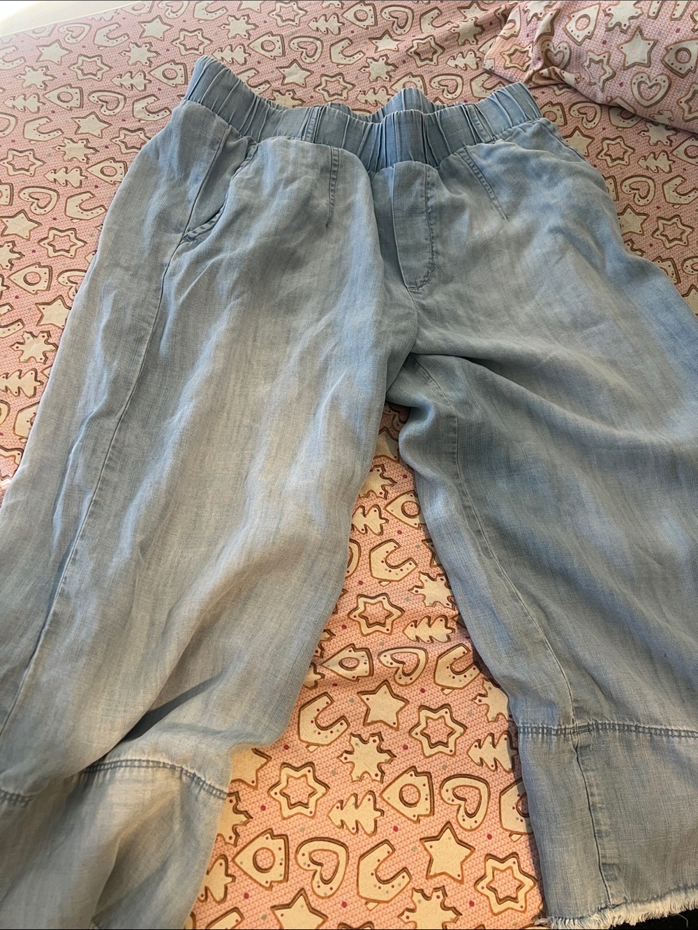 cloth & stone Pale Blue Wide-Leg Capris boho